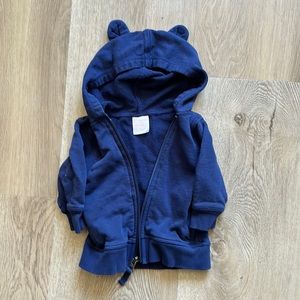 Hanna Andersson Baby Bear Hoodie In Organic French Terry, Navy